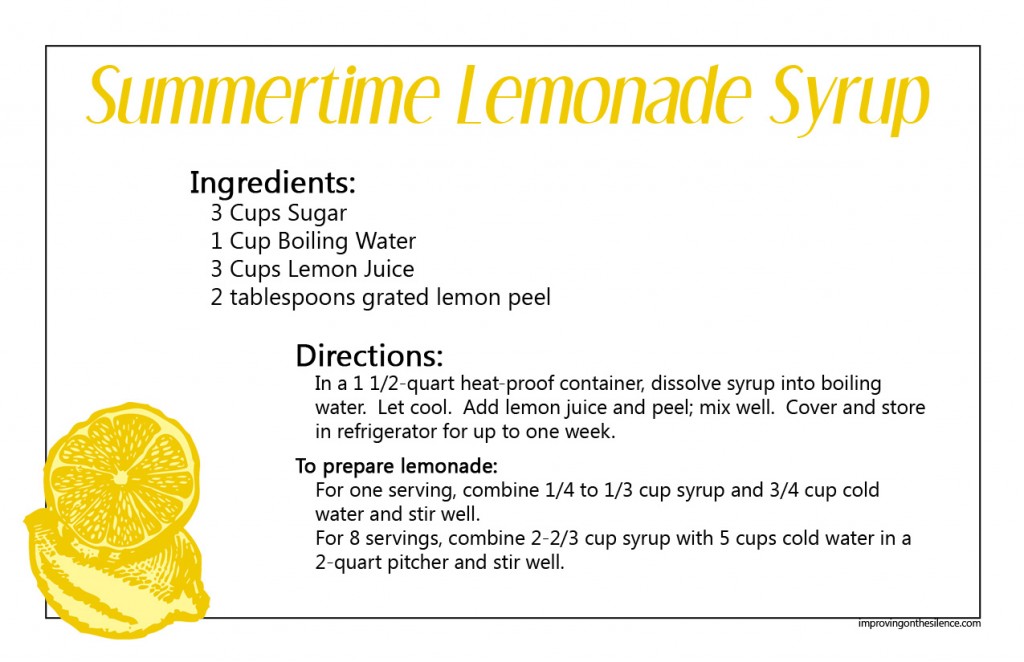 lemonade syrup recipe card