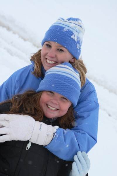 sisters in the snow