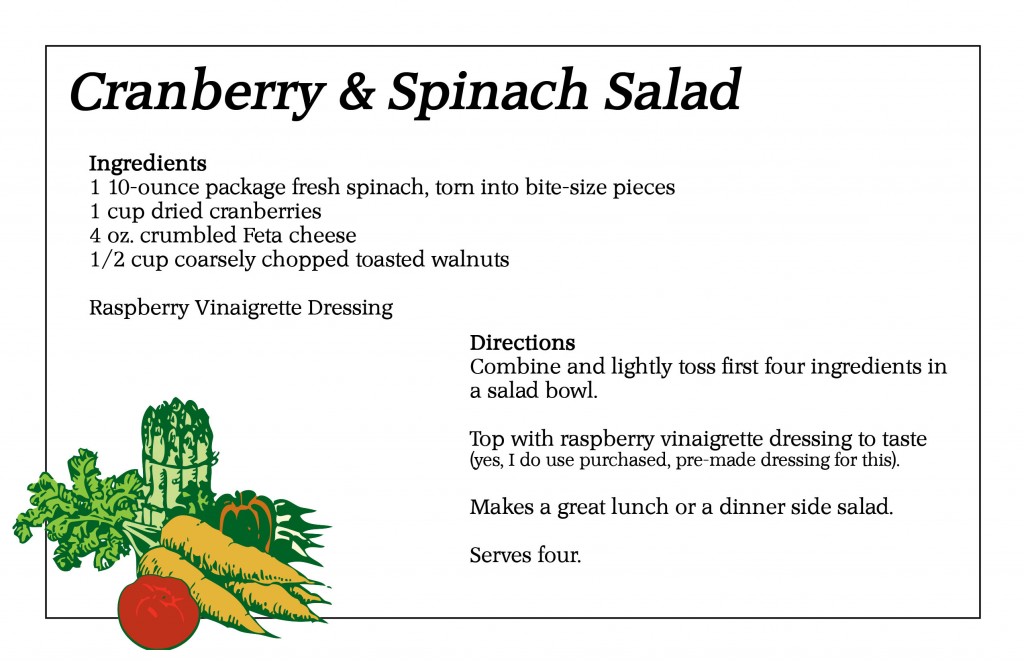 cranberry spinach salad recipe, feta cheese, walnuts, pecans