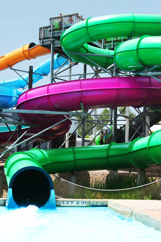 colorful waterslides