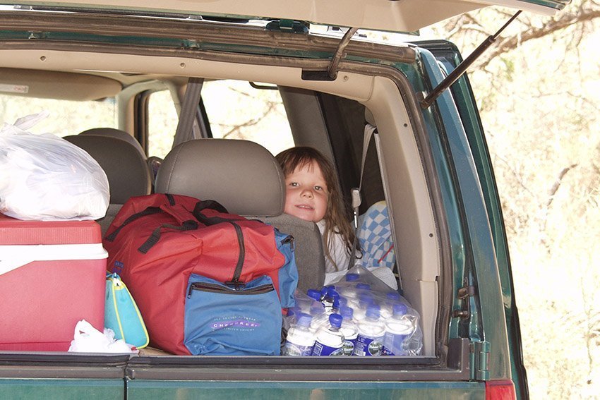 loaded road trip car