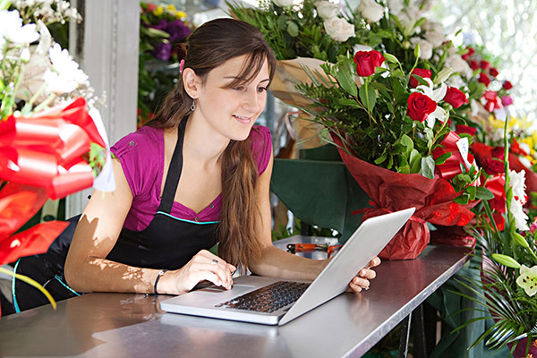 businesswoman writing a blog post