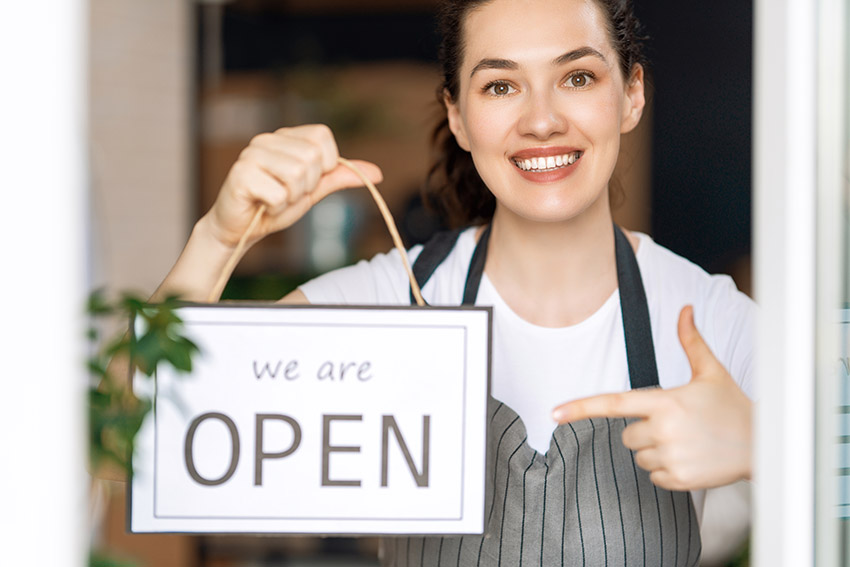 woman opening her business