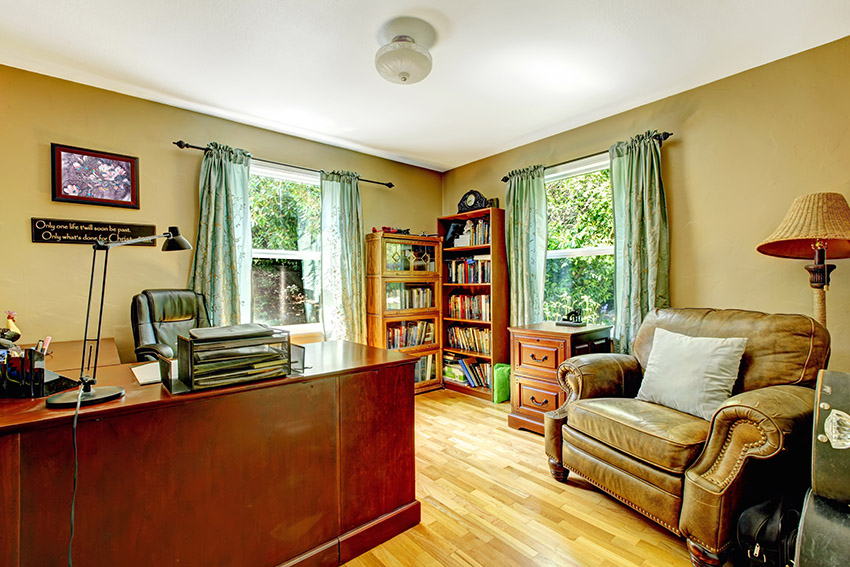 a spacious and traditional style home workspace