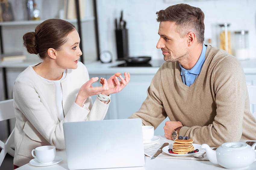 a couple discussing their business plan for success this year